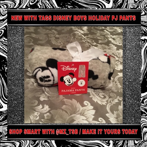 🎁🎁BOYS DISNEY CHRISTMAS PAJAMA BOTTOMS HOLIDAY🎁 - Picture 2 of 7